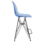 Tabouret de bar mi-hauteur LeisureMod Cresco en acrylique avec base en acier noir, parfait pour la cuisine, la salle à manger, le bar ou le salon