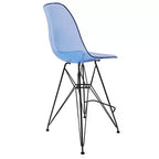 Tabouret de bar mi-hauteur LeisureMod Cresco en acrylique avec base en acier noir, parfait pour la cuisine, la salle à manger, le bar ou le salon
