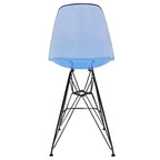 Tabouret de bar mi-hauteur LeisureMod Cresco en acrylique avec base en acier noir, parfait pour la cuisine, la salle à manger, le bar ou le salon