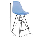Tabouret de bar mi-hauteur LeisureMod Cresco en acrylique avec base en acier noir, parfait pour la cuisine, la salle à manger, le bar ou le salon