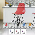 Tabouret de bar mi-hauteur LeisureMod Cresco en acrylique avec base en acier noir, parfait pour la cuisine, la salle à manger, le bar ou le salon