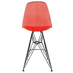 Tabouret de bar mi-hauteur LeisureMod Cresco en acrylique avec base en acier noir, parfait pour la cuisine, la salle à manger, le bar ou le salon