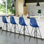 Tabouret de bar mi-hauteur LeisureMod Cresco en acrylique avec base en acier noir, parfait pour la cuisine, la salle à manger, le bar ou le salon