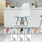 Tabouret de bar mi-hauteur LeisureMod Cresco en acrylique avec base en acier noir, parfait pour la cuisine, la salle à manger, le bar ou le salon