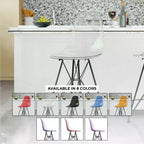 Tabouret de bar mi-hauteur LeisureMod Cresco en acrylique avec base en acier noir, parfait pour la cuisine, la salle à manger, le bar ou le salon