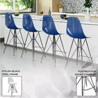 Tabouret de bar mi-hauteur LeisureMod Cresco en acrylique avec base en acier noir, parfait pour la cuisine, la salle à manger, le bar ou le salon
