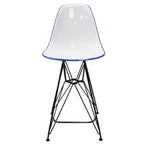 Tabouret de bar mi-hauteur LeisureMod Cresco en acrylique avec base en acier noir, parfait pour la cuisine, la salle à manger, le bar ou le salon