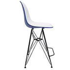 Tabouret de bar mi-hauteur LeisureMod Cresco en acrylique avec base en acier noir, parfait pour la cuisine, la salle à manger, le bar ou le salon
