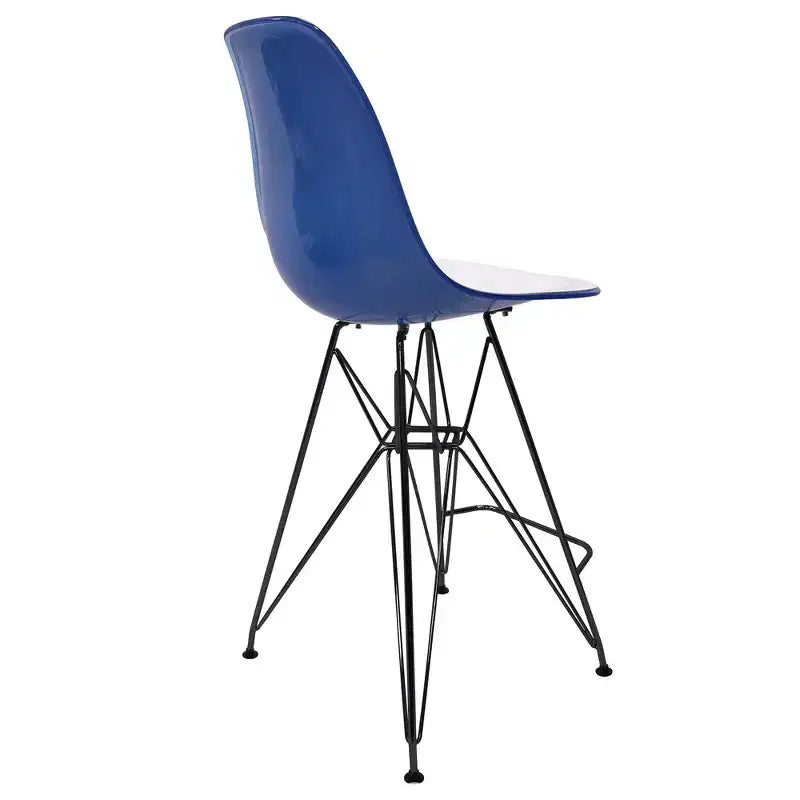 Tabouret de bar mi-hauteur LeisureMod Cresco en acrylique avec base en acier noir, parfait pour la cuisine, la salle à manger, le bar ou le salon