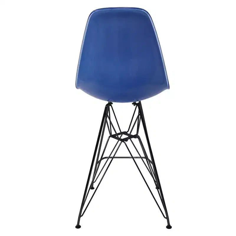 Tabouret de bar mi-hauteur LeisureMod Cresco en acrylique avec base en acier noir, parfait pour la cuisine, la salle à manger, le bar ou le salon