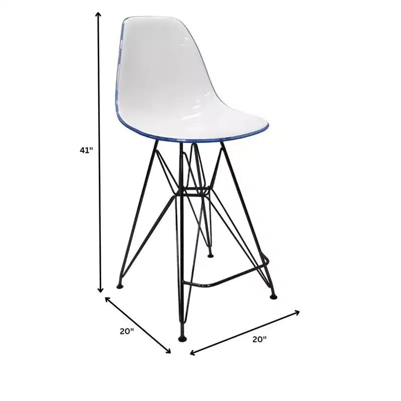 Tabouret de bar mi-hauteur LeisureMod Cresco en acrylique avec base en acier noir, parfait pour la cuisine, la salle à manger, le bar ou le salon