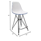 Tabouret de bar mi-hauteur LeisureMod Cresco en acrylique avec base en acier noir, parfait pour la cuisine, la salle à manger, le bar ou le salon