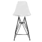 Tabouret de bar mi-hauteur LeisureMod Cresco en acrylique avec base en acier noir, parfait pour la cuisine, la salle à manger, le bar ou le salon