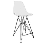 LeisureMod Cresco Mid Century Modern Acrylic Counter Height Barstool with Black Steel Base, Perfect for Kitchen, Dining Room, Bar, or Lounge Seating