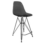Tabouret de bar mi-hauteur LeisureMod Cresco en acrylique avec base en acier noir, parfait pour la cuisine, la salle à manger, le bar ou le salon