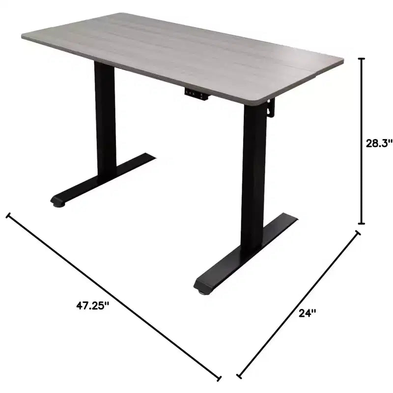 Bureau debout compact électrique programmable à deux niveaux Stand Up Desk Store (cadre blanc/plateau bouleau, 122 cm de large)