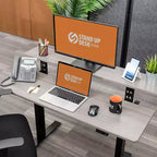 Bureau debout compact électrique programmable à deux niveaux Stand Up Desk Store (cadre blanc/plateau bouleau, 122 cm de large)