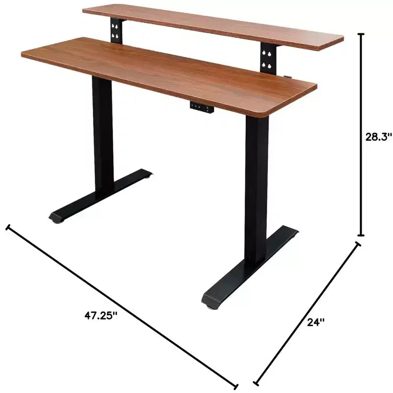 Bureau debout compact électrique programmable à deux niveaux Stand Up Desk Store (cadre blanc/plateau bouleau, 122 cm de large)