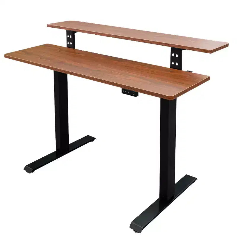 Stand Up Desk Store Programmable Electric Two-Tier Compact Standing Desk (White Frame/Birch Desktop, 48 Wide)