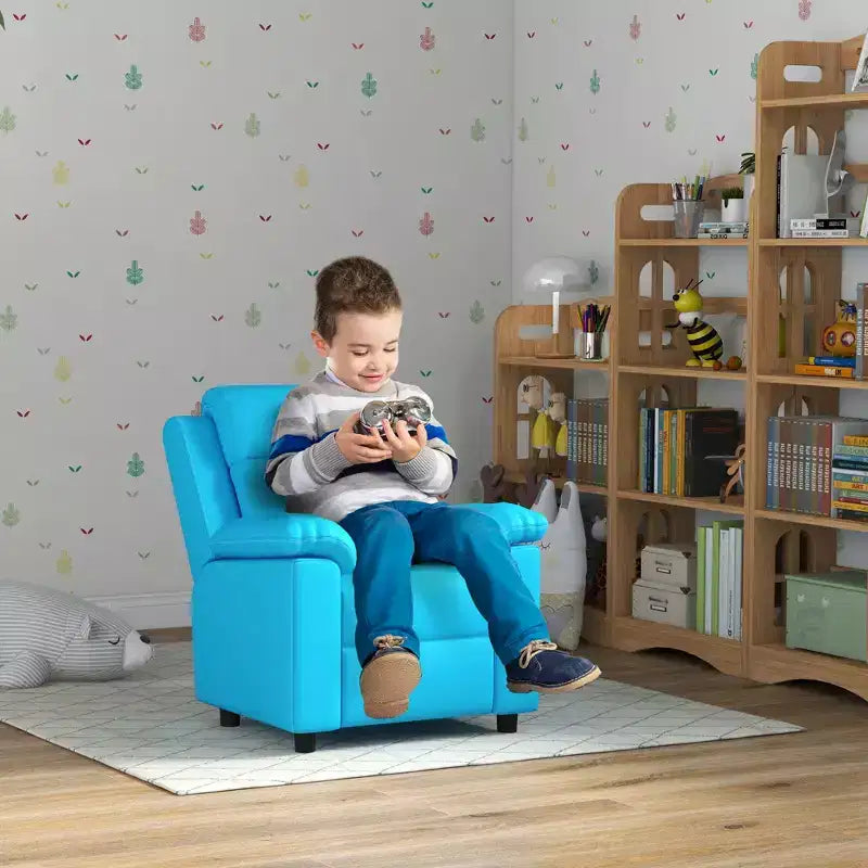 Fauteuil inclinable pour enfants Qaba, canapé-salon en cuir pour enfants avec accoudoir, repose-pieds, appuie-tête pour garçons et filles de 3 à 9 ans