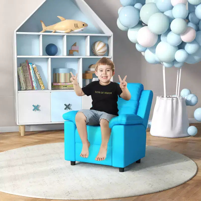Fauteuil inclinable pour enfants Qaba, canapé-salon en cuir pour enfants avec accoudoir, repose-pieds, appuie-tête pour garçons et filles de 3 à 9 ans