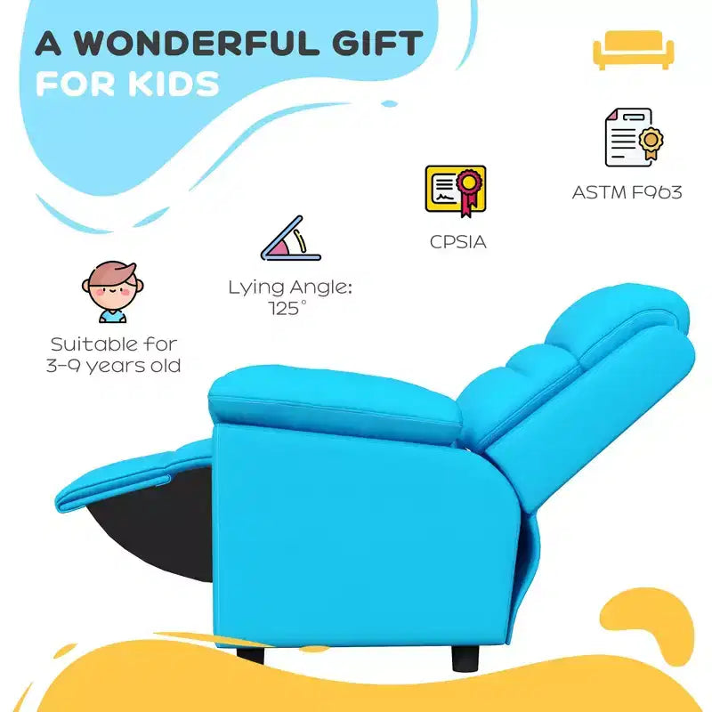 Fauteuil inclinable pour enfants Qaba, canapé-salon en cuir pour enfants avec accoudoir, repose-pieds, appuie-tête pour garçons et filles de 3 à 9 ans