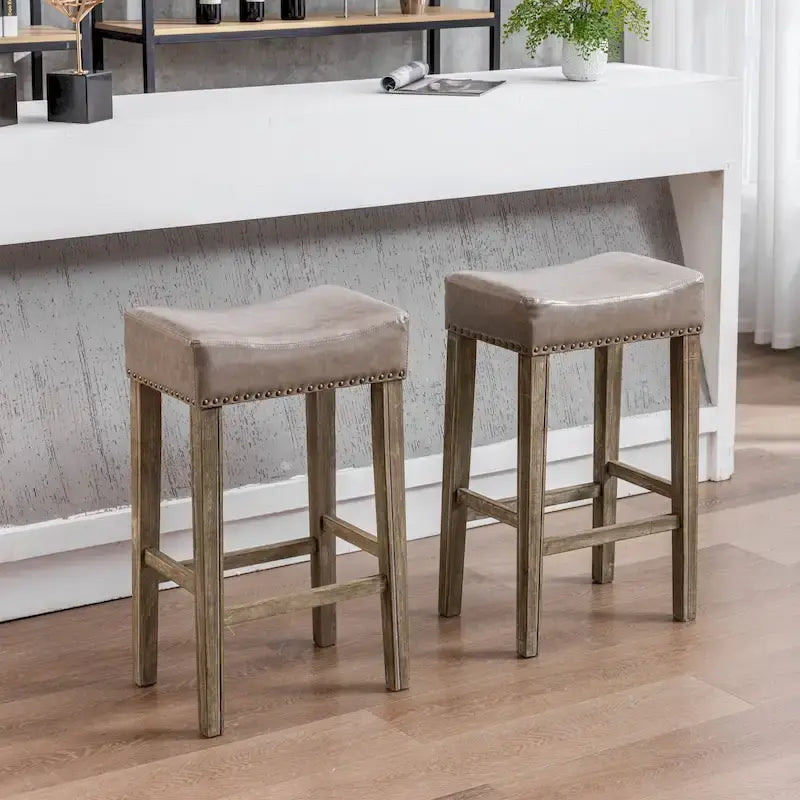 Tabourets de bar hauteur comptoir 29 pouces pour îlot de cuisine sans dossier en similicuir, chaises de ferme
