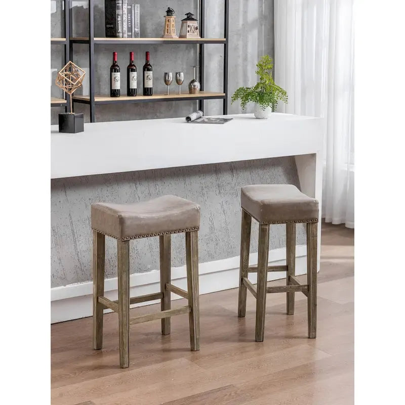 Tabourets de bar hauteur comptoir 29 pouces pour îlot de cuisine sans dossier en similicuir, chaises de ferme