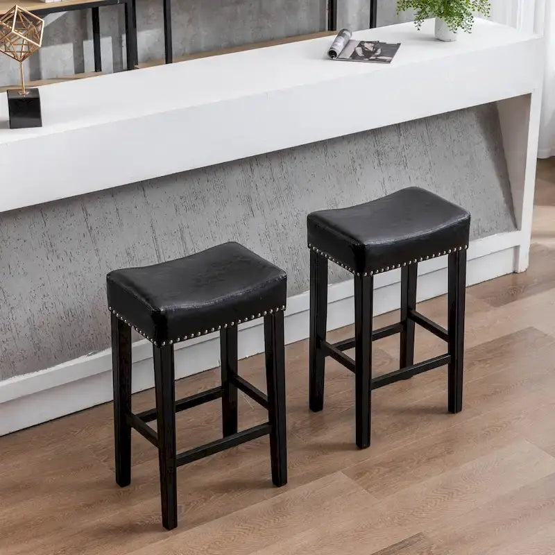 Tabourets de bar hauteur comptoir 29 pouces pour îlot de cuisine sans dossier en similicuir, chaises de ferme