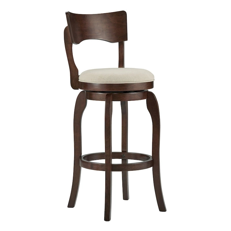 Tabouret de bar Lyla pivotant 74 cm marron, dossier haut, hauteur de bar par iNSPIRE Q Classic