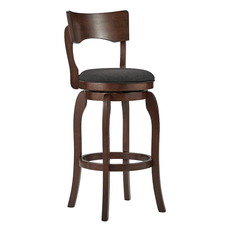 Tabouret de bar Lyla pivotant 74 cm marron, dossier haut, hauteur de bar par iNSPIRE Q Classic