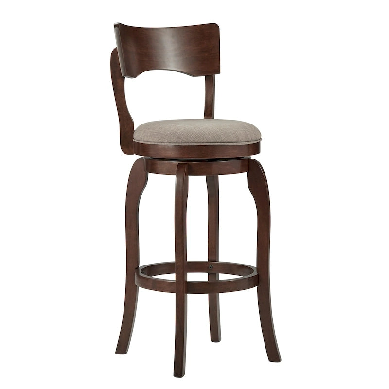 Tabouret de bar Lyla pivotant 74 cm marron, dossier haut, hauteur de bar par iNSPIRE Q Classic