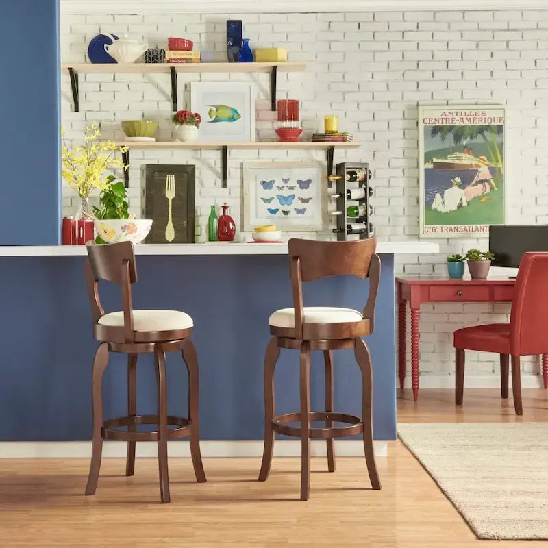 Tabouret de bar Lyla pivotant 74 cm marron, dossier haut, hauteur de bar par iNSPIRE Q Classic