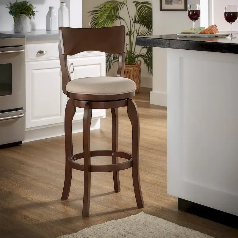 Tabouret de bar Lyla pivotant 74 cm marron, dossier haut, hauteur de bar par iNSPIRE Q Classic