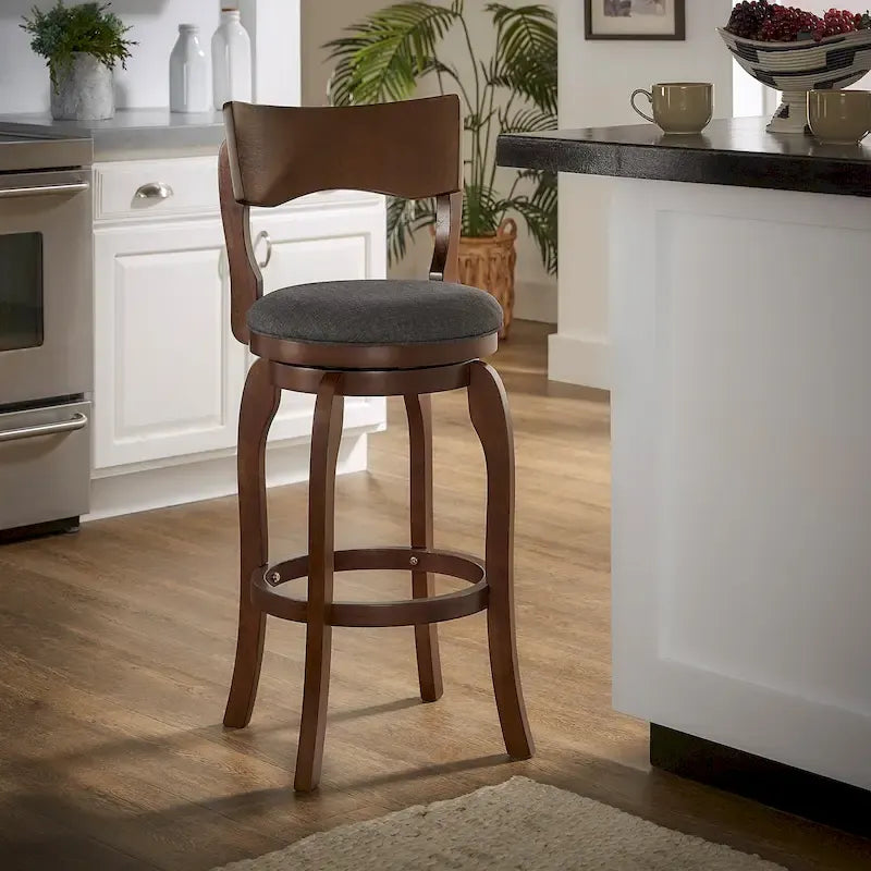 Tabouret de bar Lyla pivotant 74 cm marron, dossier haut, hauteur de bar par iNSPIRE Q Classic