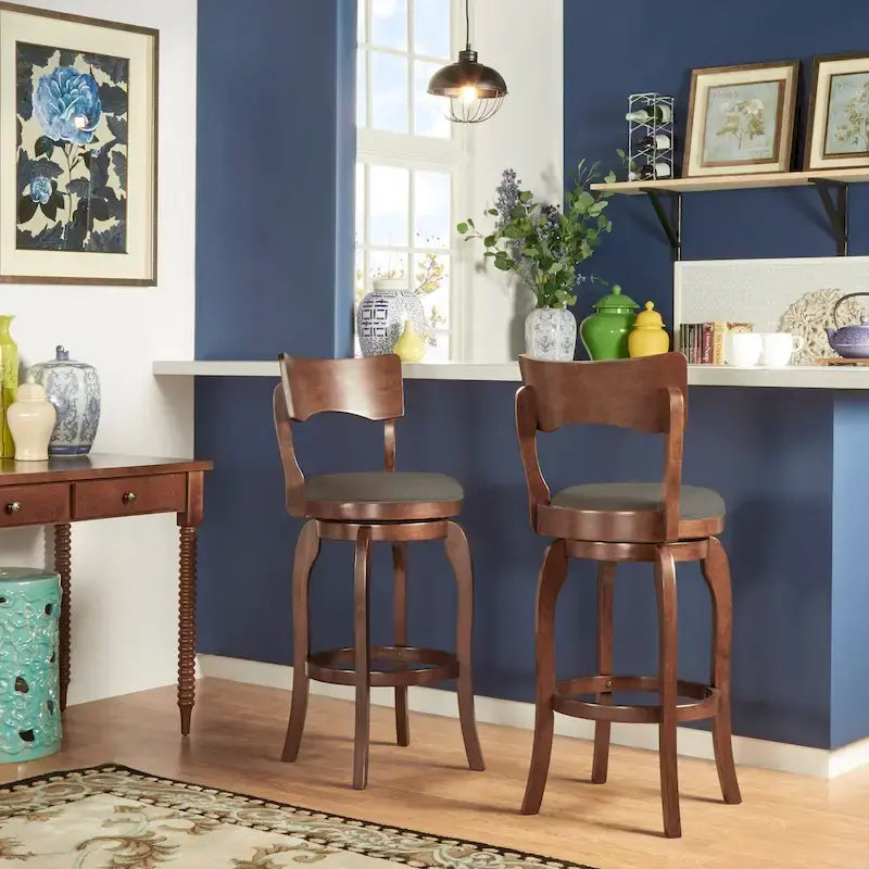 Tabouret de bar Lyla pivotant 74 cm marron, dossier haut, hauteur de bar par iNSPIRE Q Classic