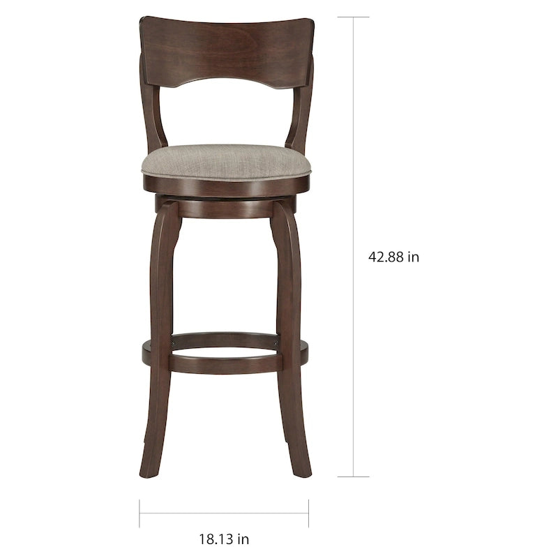 Tabouret de bar Lyla pivotant 74 cm marron, dossier haut, hauteur de bar par iNSPIRE Q Classic