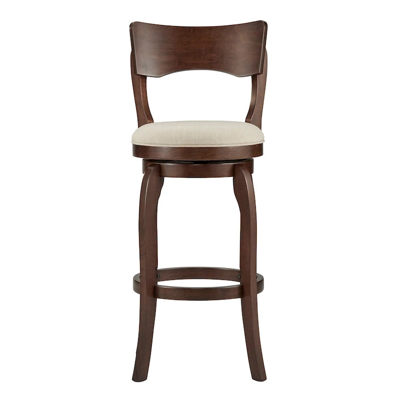 Tabouret de bar Lyla pivotant 74 cm marron, dossier haut, hauteur de bar par iNSPIRE Q Classic