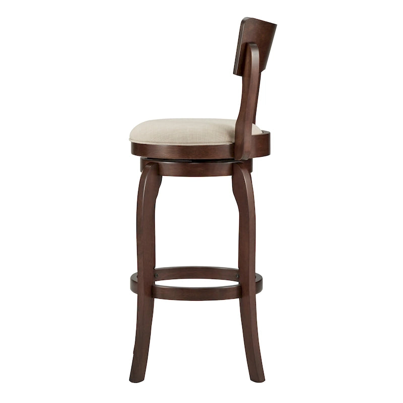 Tabouret de bar Lyla pivotant 74 cm marron, dossier haut, hauteur de bar par iNSPIRE Q Classic
