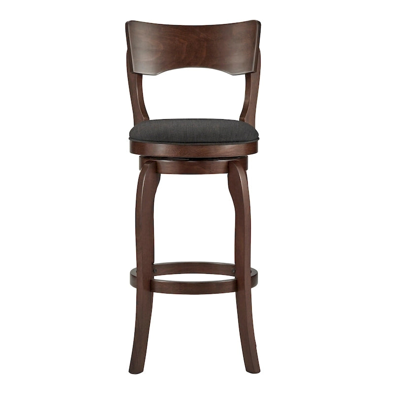 Tabouret de bar Lyla pivotant 74 cm marron, dossier haut, hauteur de bar par iNSPIRE Q Classic