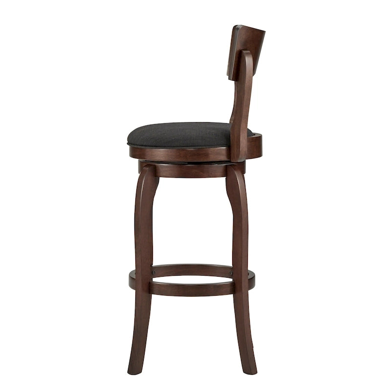 Tabouret de bar Lyla pivotant 74 cm marron, dossier haut, hauteur de bar par iNSPIRE Q Classic