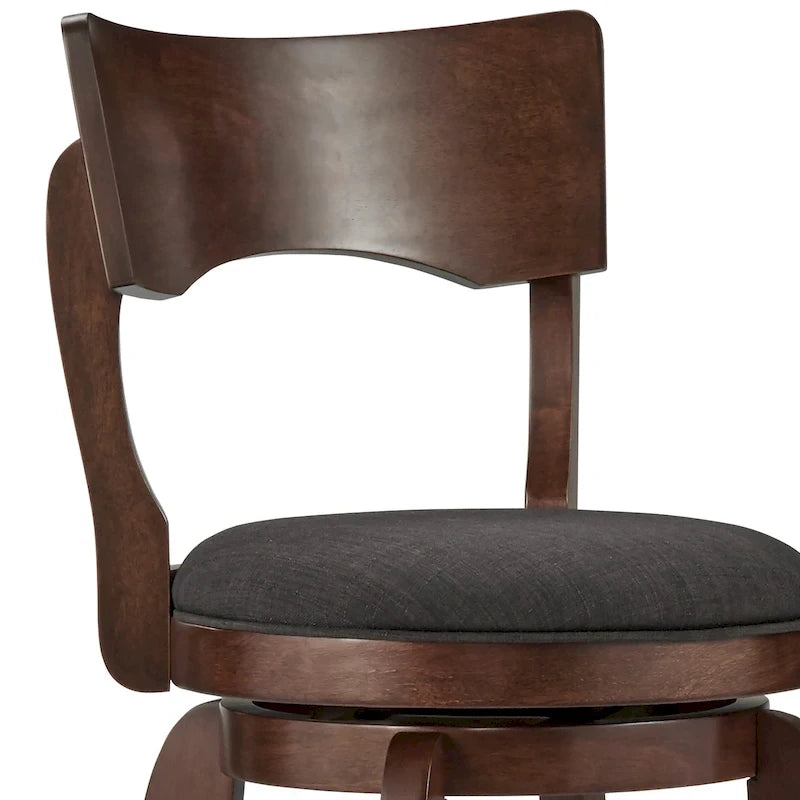 Tabouret de bar Lyla pivotant 74 cm marron, dossier haut, hauteur de bar par iNSPIRE Q Classic
