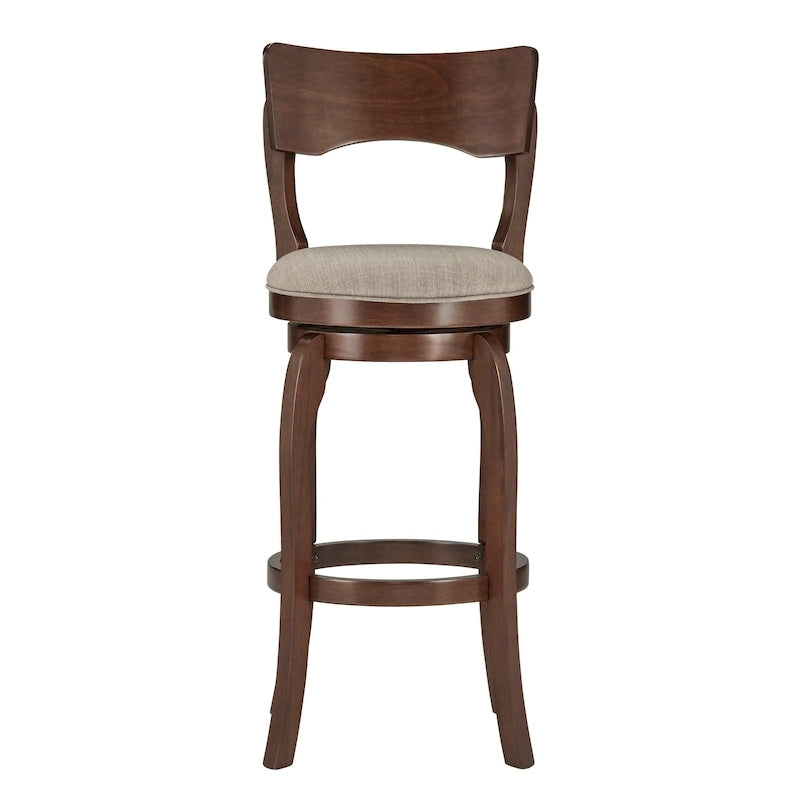 Tabouret de bar Lyla pivotant 74 cm marron, dossier haut, hauteur de bar par iNSPIRE Q Classic