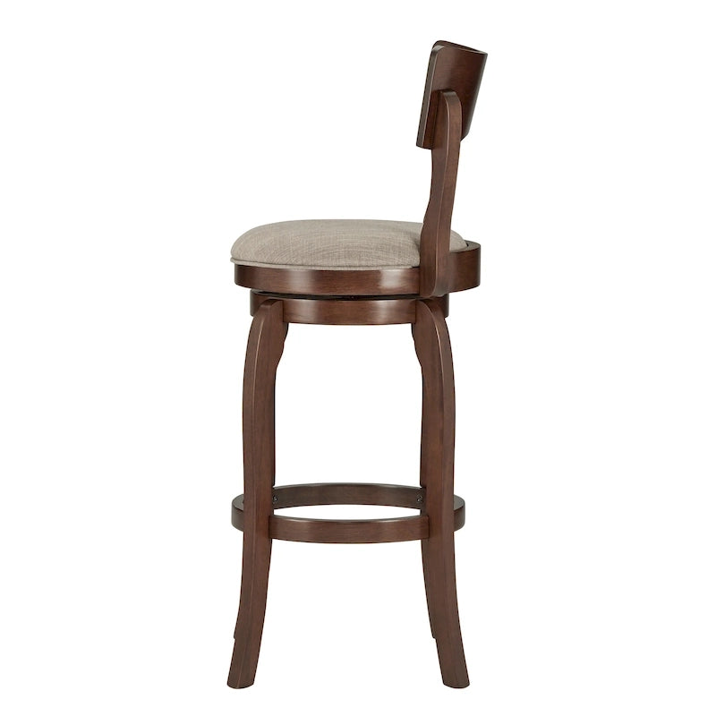 Tabouret de bar Lyla pivotant 74 cm marron, dossier haut, hauteur de bar par iNSPIRE Q Classic