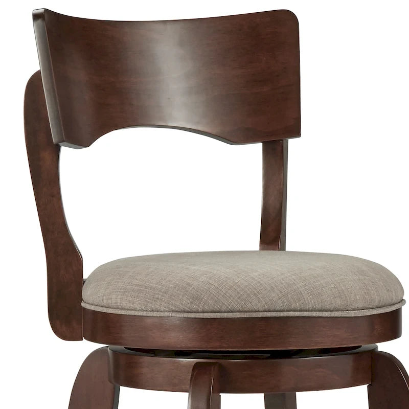 Tabouret de bar Lyla pivotant 74 cm marron, dossier haut, hauteur de bar par iNSPIRE Q Classic