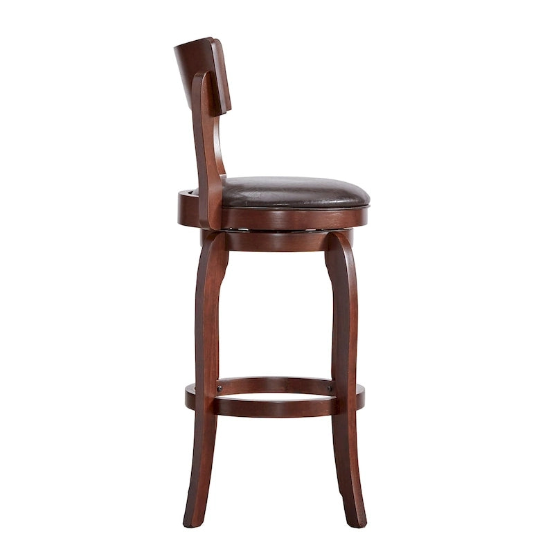 Tabouret de bar Lyla pivotant 74 cm marron, dossier haut, hauteur de bar par iNSPIRE Q Classic