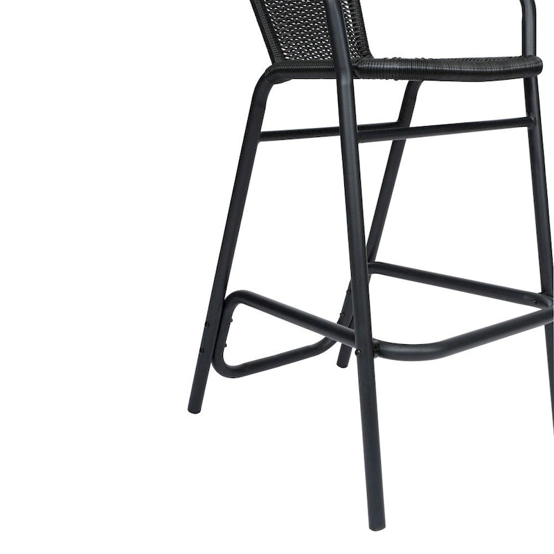 Tabouret de bar commercial en rotin pour l'intérieur et l'extérieur avec cadre en aluminium - S/O