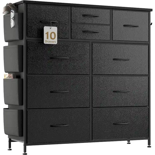Commode à 10 tiroirs en tissu Meuble de rangement Tour de rangement pour placard Chambre