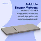 Matelas en mousse pliable et portable hauck de 6 cm d'épaisseur pour enfants, tapis de sieste pour tout-petits, lit de voyage, tapis de jeu, 61 x 119 cm, gris