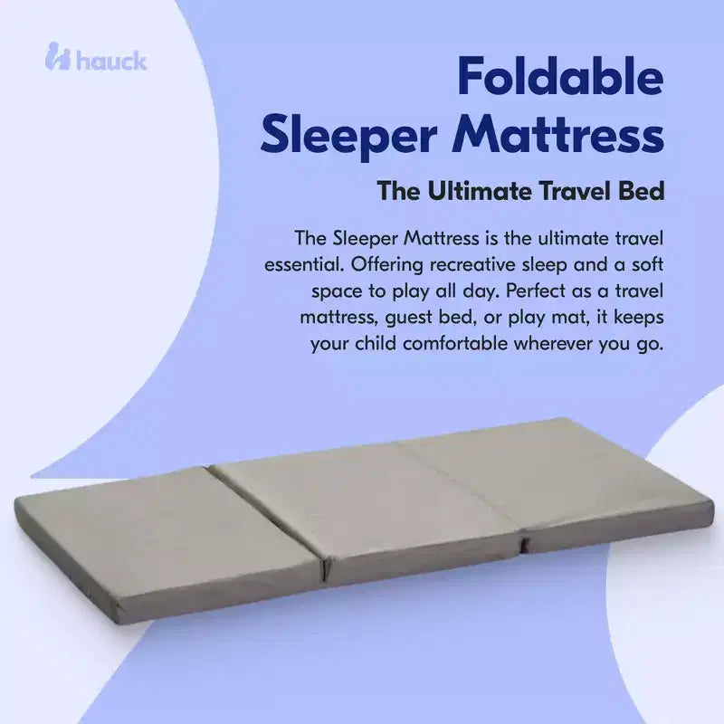 Matelas en mousse pliable et portable hauck de 6 cm d'épaisseur pour enfants, tapis de sieste pour tout-petits, lit de voyage, tapis de jeu, 61 x 119 cm, gris